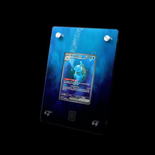 Blastoise ex SlabHub display frame – three-quarter view