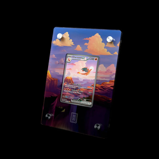 Charizard ex SlabHub display frame – three-quarter view