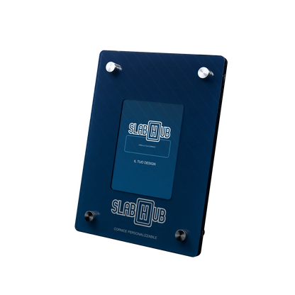 Custom SlabHub display frame – three-quarter view