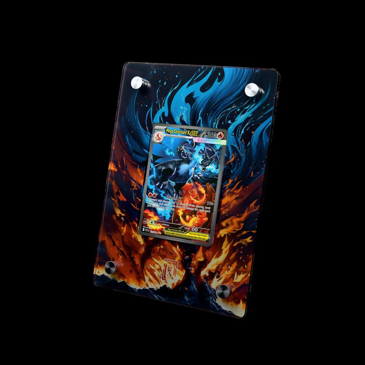 Mega Charizard X ex SlabHub display frame – three-quarter view