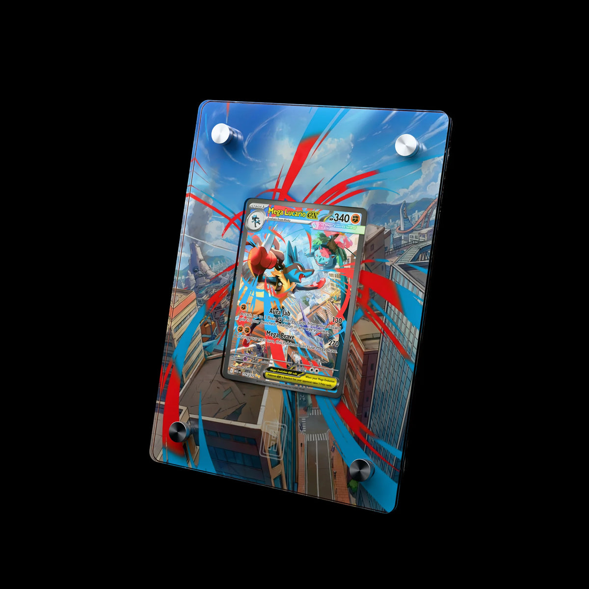 Mega Lucario ex SlabHub display frame – three-quarter view