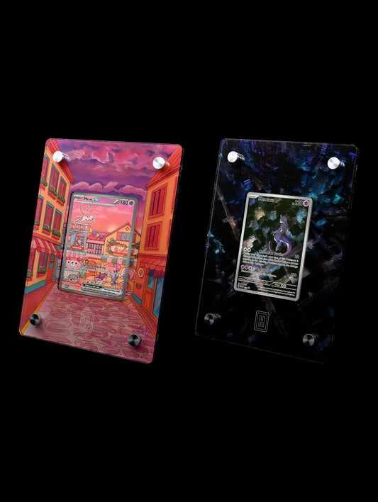 The Mew & Mewtwo Duo SlabHub display frame bundle – three-quarter view