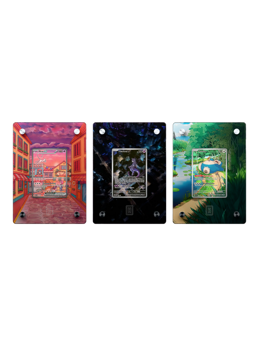 Mew, Mewtwo & Snorlax SlabHub display frame bundle – front view
