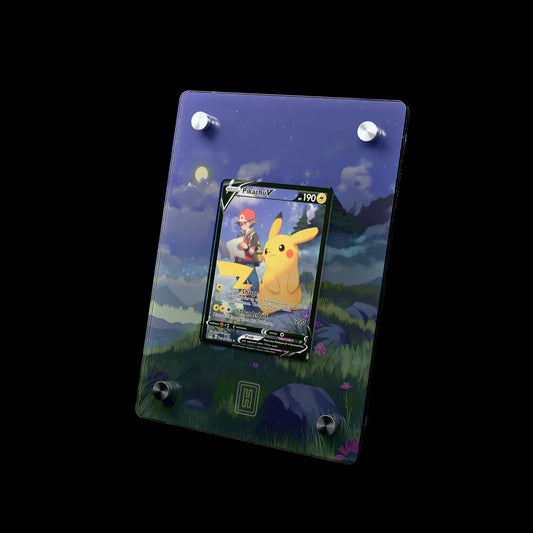 Pikachu V SlabHub display frame – three-quarter view