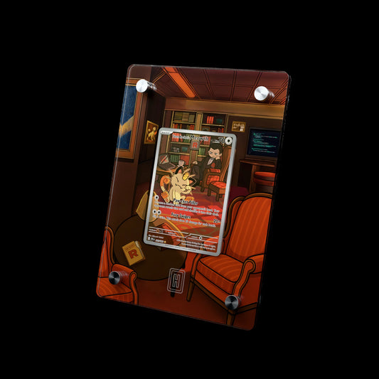 Team Rocket's Meowth SlabHub display frame – three-quarter view